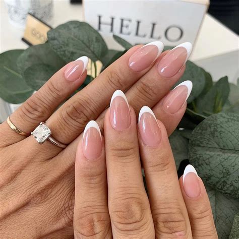 almond shape french tip nails|french manicure with almond nails.